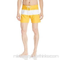 Sauvage Men's Fixed Waist Positano Italian Striped Swim Trunk Yellow B01M2A3JZQ